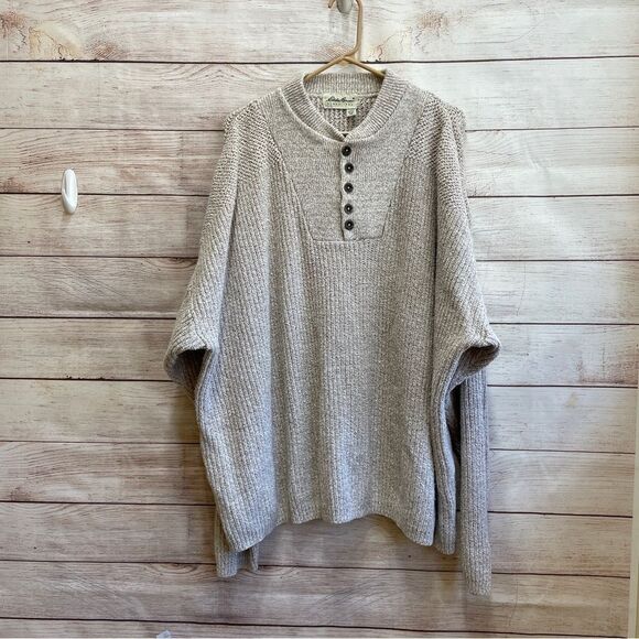 EDDIE BAUER THICK AND WARM COTTON SWEATER IN CREAM - Picture 1 of 5